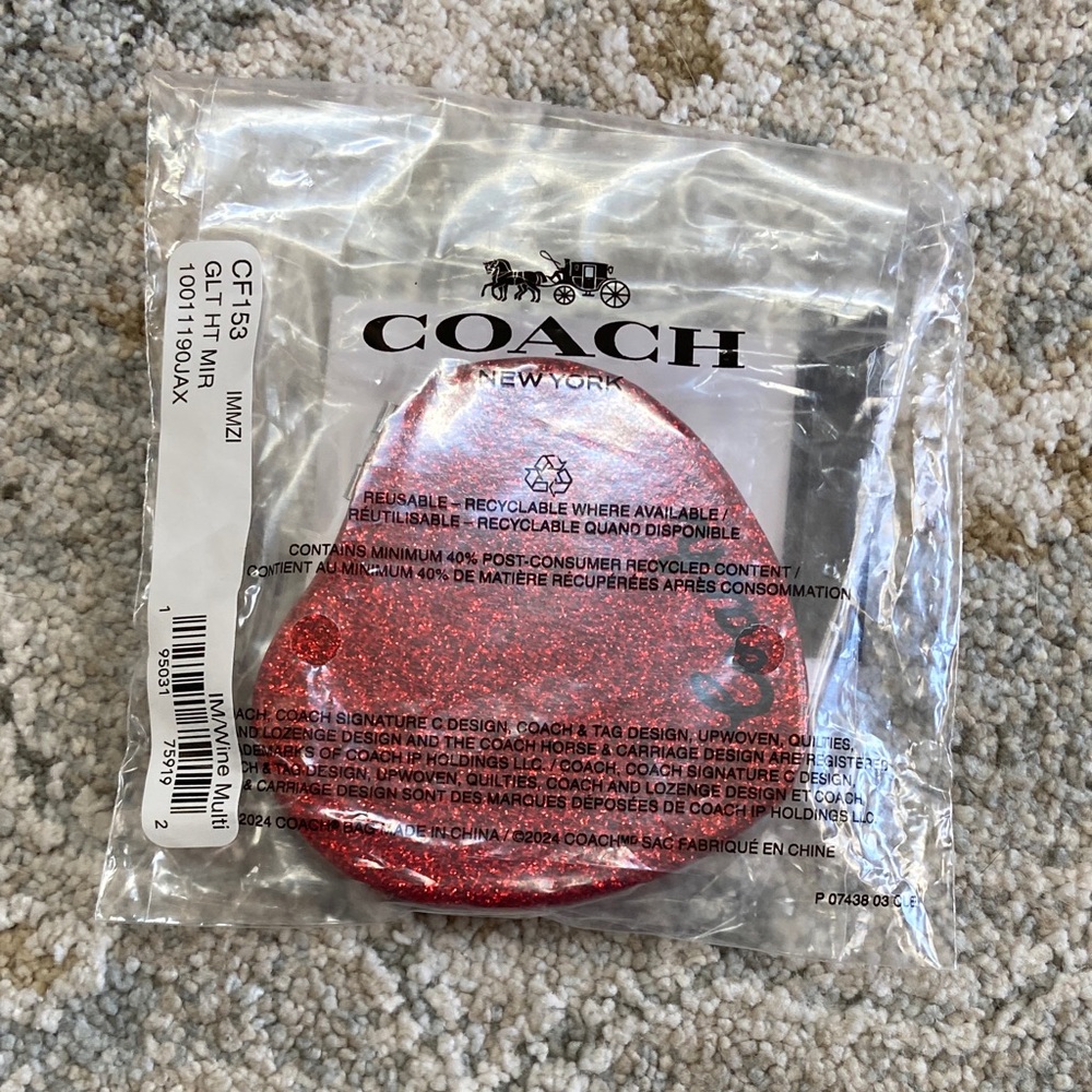 Coach Glittering Red Heart Compact Mirror